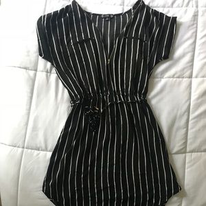 Mini black with white stripe dress